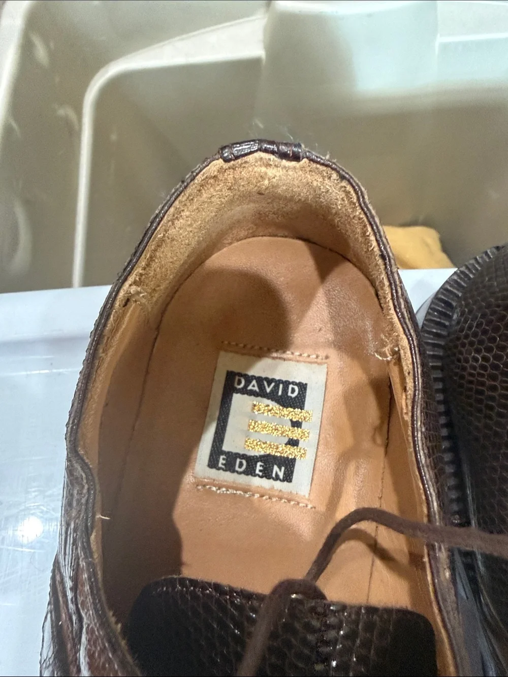 Brown Croc-Texture Lace-Up Derbys - Men's Dress Shoes